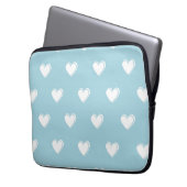 Blue White Niedlich Simple Heart Pattern Laptopschutzhülle (Vorderseite Links)