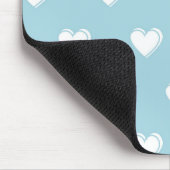 Blue White Niedlich Simple Heart Pattern Mousepad (Ecke)
