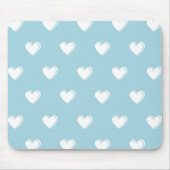 Blue White Niedlich Simple Heart Pattern Mousepad (Vorne)