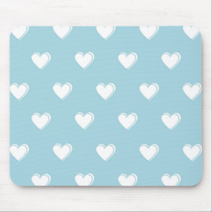 Blue White Niedlich Simple Heart Pattern Mousepad