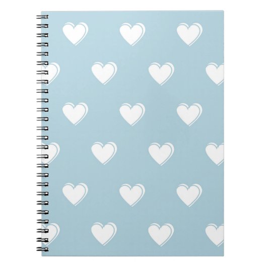 Blue White Niedlich Simple Heart Pattern Notizblock (Vorderseite)