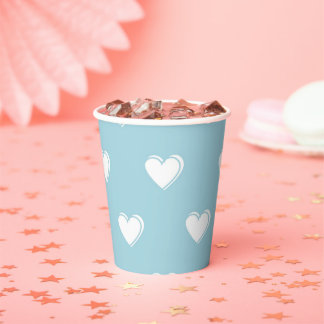 Blue White Niedlich Simple Heart Pattern Pappbecher