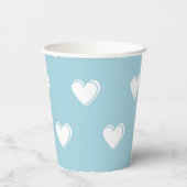 Blue White Niedlich Simple Heart Pattern Pappbecher (Rückseite)