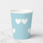 Blue White Niedlich Simple Heart Pattern Pappbecher (Rechts)
