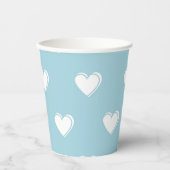 Blue White Niedlich Simple Heart Pattern Pappbecher (Vorderseite)