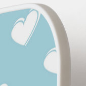 Blue White Niedlich Simple Heart Pattern Pickleball Schläger (Linke Seite)