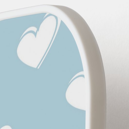 Blue White Niedlich Simple Heart Pattern Pickleball Schläger (Linke Seite)