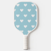Blue White Niedlich Simple Heart Pattern Pickleball Schläger (Vorderseite)