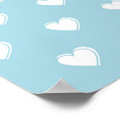 Blue White Niedlich Simple Heart Pattern Poster (Ecke)