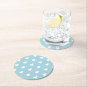 Blue White Niedlich Simple Heart Pattern Runder Pappuntersetzer (Vor Ort)