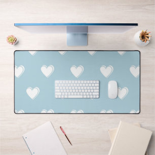 Blue White Niedlich Simple Heart Pattern Schreibtischunterlage