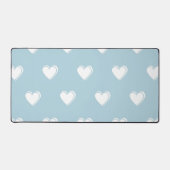 Blue White Niedlich Simple Heart Pattern Schreibtischunterlage (Vorderseite)