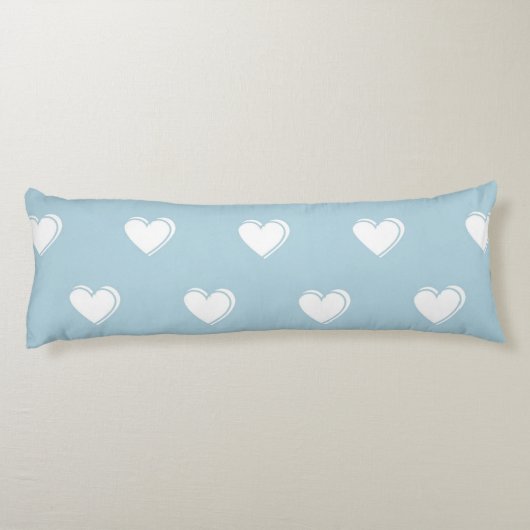 Blue White Niedlich Simple Heart Pattern Seitenschläferkissen (Rückseite)