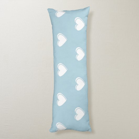 Blue White Niedlich Simple Heart Pattern Seitenschläferkissen (Rückseite (Vertikal))