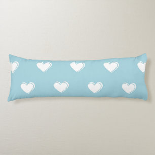 Blue White Niedlich Simple Heart Pattern Seitenschläferkissen