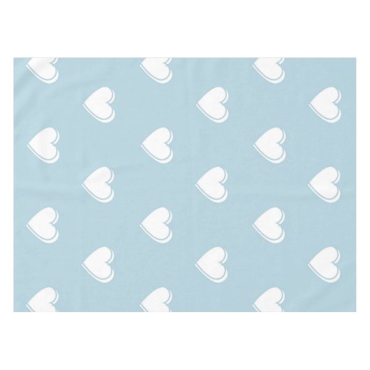 Blue White Niedlich Simple Heart Pattern Tischdecke (Vorderseite (Horizontal))
