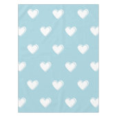 Blue White Niedlich Simple Heart Pattern Tischdecke (Vorderseite)