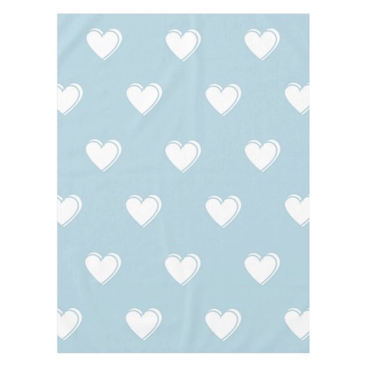 Blue White Niedlich Simple Heart Pattern Tischdecke (Vorderseite)
