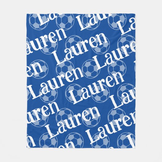 Blue & White Novelle Soccer Fleece Blanket (Vorderseite)
