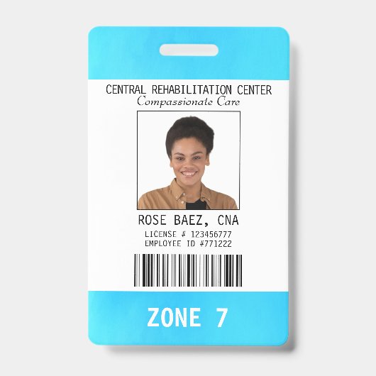 Blue White Nuride CNA Foto ID Name Abzeichen Ausweis (Vorderseite)