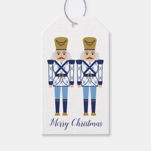 Blue & White Nutcracker. Chinoiserie Weihnachtsfes Geschenkanhänger (Vorderseite)