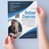 Blue & White Online Course Werbung Flyer (Hand)