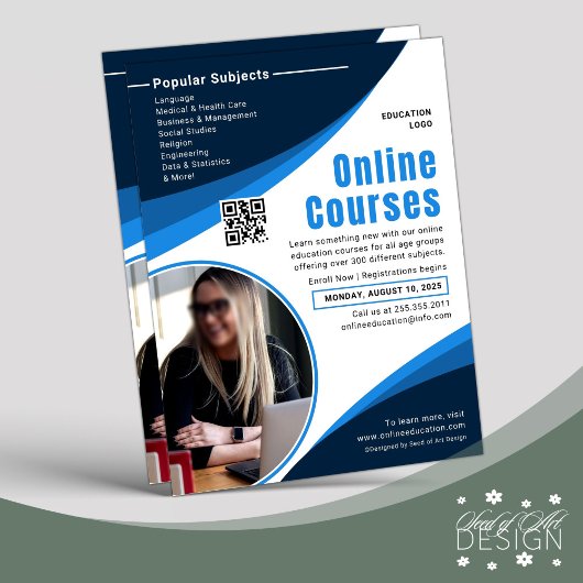 Blue & White Online Course Werbung Flyer
