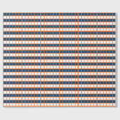 Blue White Orange Checkerboard Geschenkpapier (Flach)