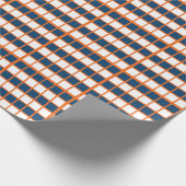 Blue White Orange Checkerboard Geschenkpapier (Ecke)