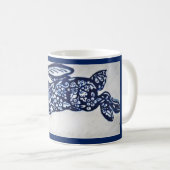 Blue & White Oriental Rabbit Designer Kaffee Tasse (VorderseiteRechts)