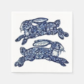 Blue & White Oriental Rabbits Bunny Delft Dedham Serviette (Vorderseite)