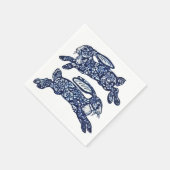 Blue & White Oriental Rabbits Bunny Delft Dedham Serviette (Ecke)