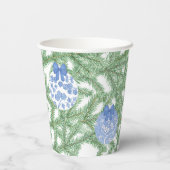 Blue White Ornaments Weihnachts-Brautparty Party Pappbecher (Rückseite)