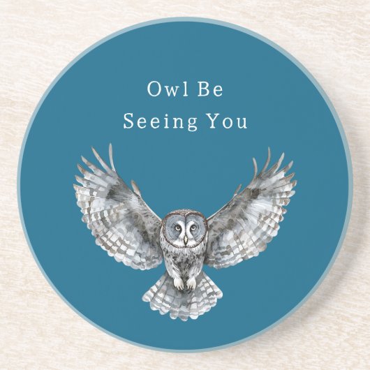 Blue White Owl Getränkeuntersetzer (Vorne)