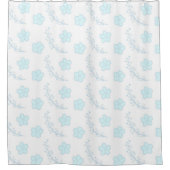 Blue White Pastel Floral Pattern Wildflower Duschvorhang (Vorderseite)