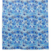 Blue White Peacock Feathers Duschvorhang (Vorderseite)