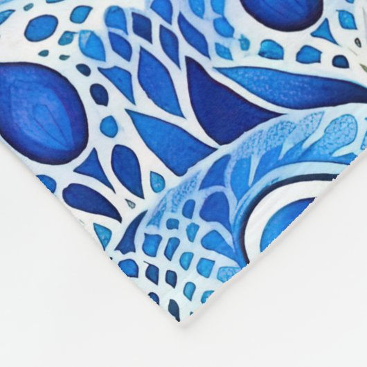 Blue White Peacock Feathers Fleecedecke (Ecke)