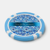 Blue White Peacock Feathers   Pokerchips (Einzeln)