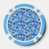Blue White Peacock Feathers   Pokerchips (Rückseite)