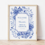 Blue White Peony Chinoiserie Brautparty Willkommen Poster<br><div class="desc">Dieses chinoiserie-inspirierte Design besticht durch elegante botanische Flora und Grünflächen in Weiß und Blau. Personalisieren Sie das Zeichen mit Ihren Daten und wenn Sie gewollt,  um den Stil und die Platzierung des Textes weiter zu ordnen,  drücken Sie bitte die Schaltfläche "Klicken Sie,  um weiter anzupassen".</div>