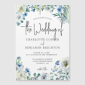 Blue White Peony Floral Chic Spring Garden Wedding Magneteinladung (Vorderseite)
