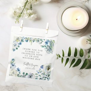 Blue White Peony Floral Custom Spring Wedding Geschenktütchen