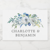 Blue White Peony Floral Custom Spring Wedding Mini Schaumweinetikett (Einzelnes Label)