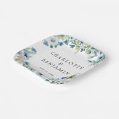 Blue White Peony Floral Custom Spring Wedding Pappteller (Gewinkelt)