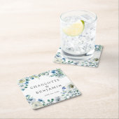 Blue White Peony Floral Custom Spring Wedding Rechteckiger Pappuntersetzer (Vor Ort)