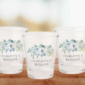 Blue White Peony Floral Custom Spring Wedding Schnapsglas