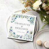 Blue White Peony Floral Custom Spring Wedding Serviette