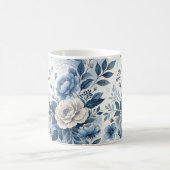Blue & White Peony Floral Mug – Elegant Botanical Kaffeetasse (Mittel)