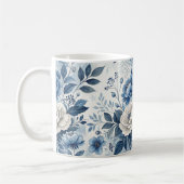 Blue & White Peony Floral Mug – Elegant Botanical Kaffeetasse (Links)