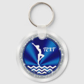 Blue White Personalisiert Gymnastics Gymnastik Ges Schlüsselanhänger (Rückseite)